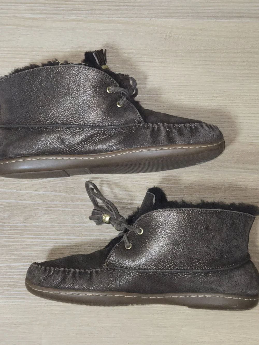 Y2k Coach Brown Shearling-Lined Ankle Moccasin Booties